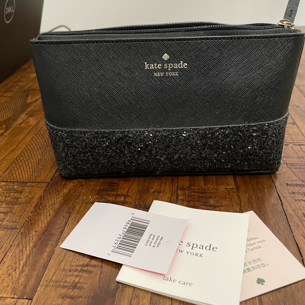 BNWT Kate spade makeup bag with glitter